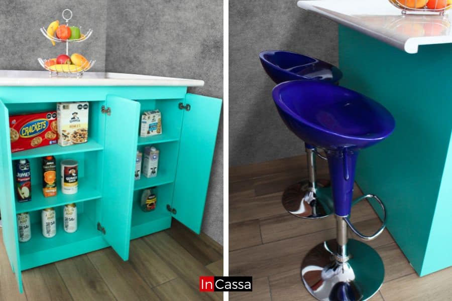 Cocina Integral en ESCUADRA con Isla AQUISMÓN 1.80m x 1.80m