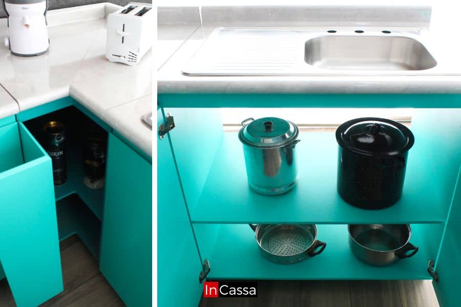 Cocina Integral en ESCUADRA con Isla AQUISMÓN 1.80m x 1.80m