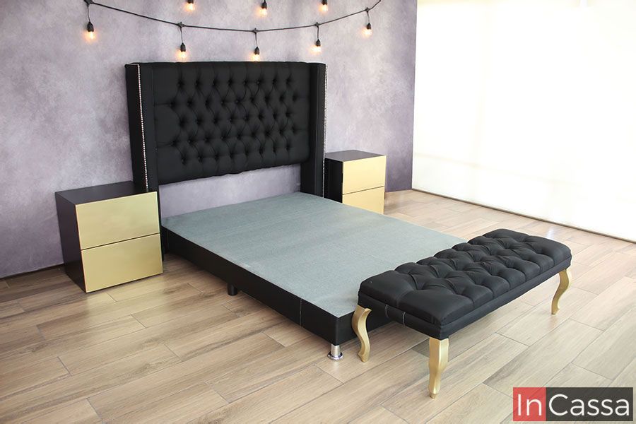 InCassa Muebles Edomex mueblería CDMX Recámara tapizada Capitonada Modelo ARGEL 7