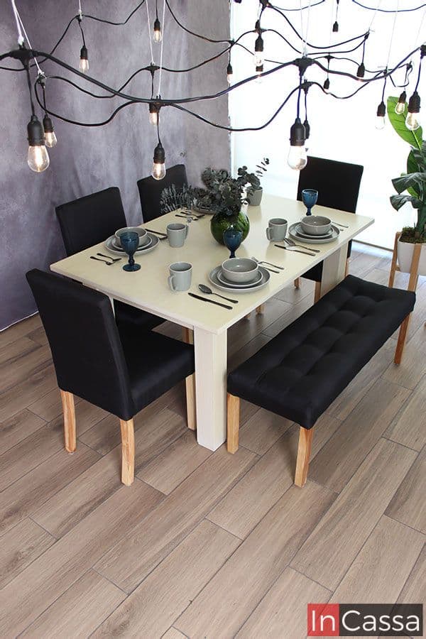 InCassa Muebles Edomex mueblería CDMX Comedor con banca Modelo BISÁU 2