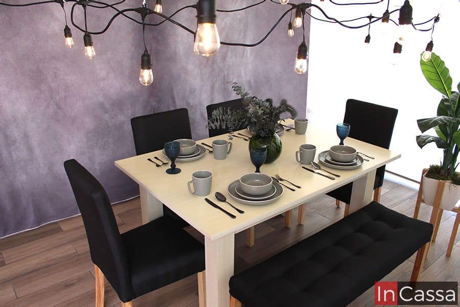 InCassa Muebles Edomex mueblería CDMX Comedor con banca Modelo BISÁU 4