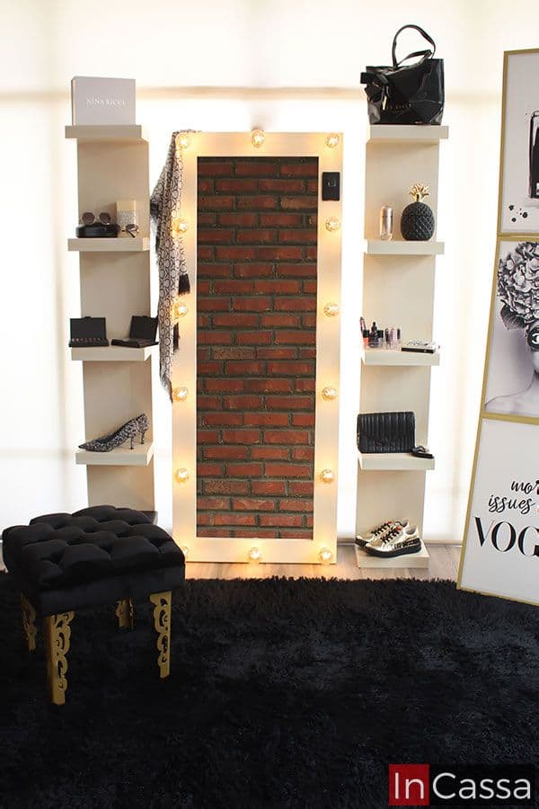 InCassa Muebles Edomex mueblería CDMX Repisas con Espejo de luz vintage Modelo BROADWAY 1