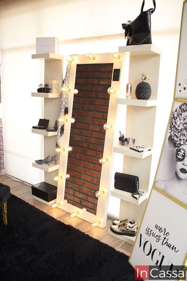 InCassa Muebles Edomex mueblería CDMX Repisas con Espejo de luz vintage Modelo BROADWAY 2