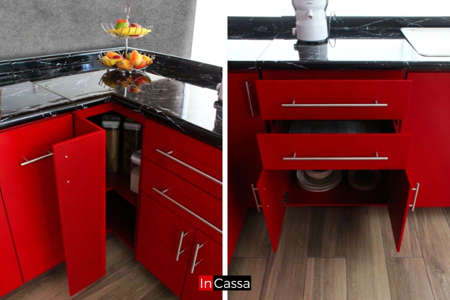 Cocina Integral en U BRUSELAS 80cm x 3.70m x 2.30m diseñada para ESTUFA