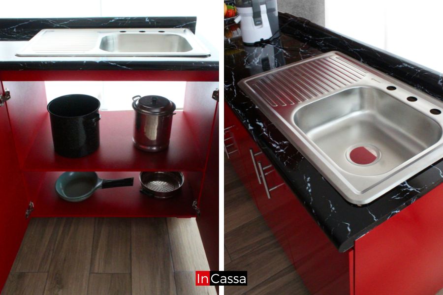 Cocina Integral en U BRUSELAS 80cm x 3.70m x 2.30m diseñada para ESTUFA