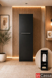 Se aprecia el Guardarropa Modelo BUDAPEST en color chocolate, diseñado para brindar un espacio práctico para organizar prendas y accesorios. Su estética moderna y líneas limpias lo convierten en una opción ideal para mantener cualquier recámara ordenada con un estilo elegante y funcional.