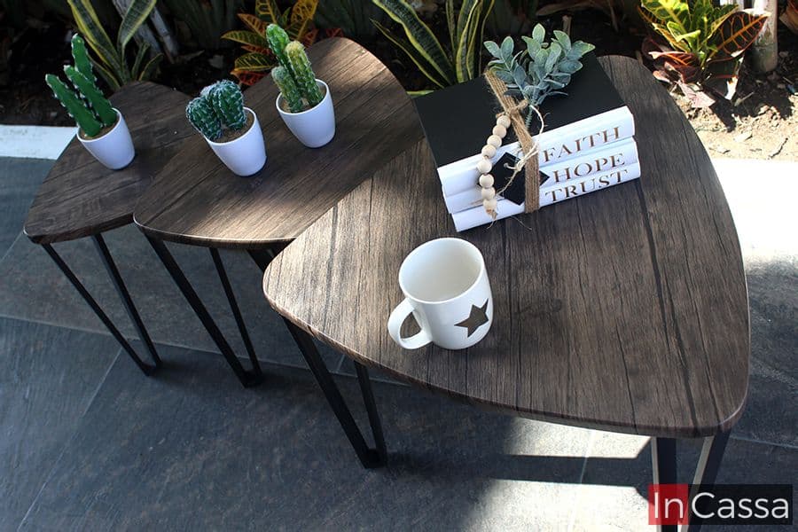 InCassa Muebles Edomex mueblería CDMX Set de 3 Mesas de Centro Modelo CANARIAS 3