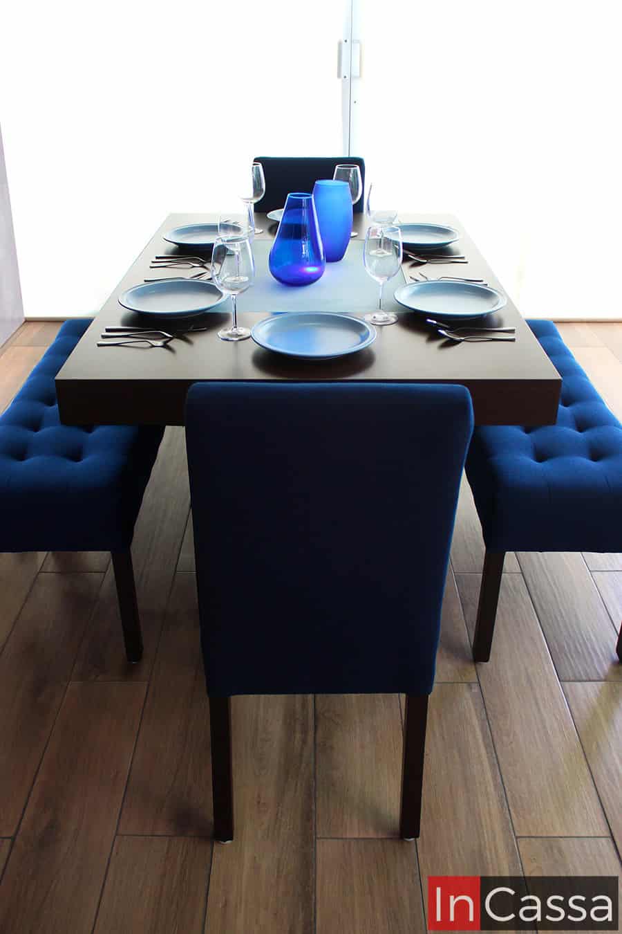 Comedor moderno con bancas y sillas Modelo CHAD