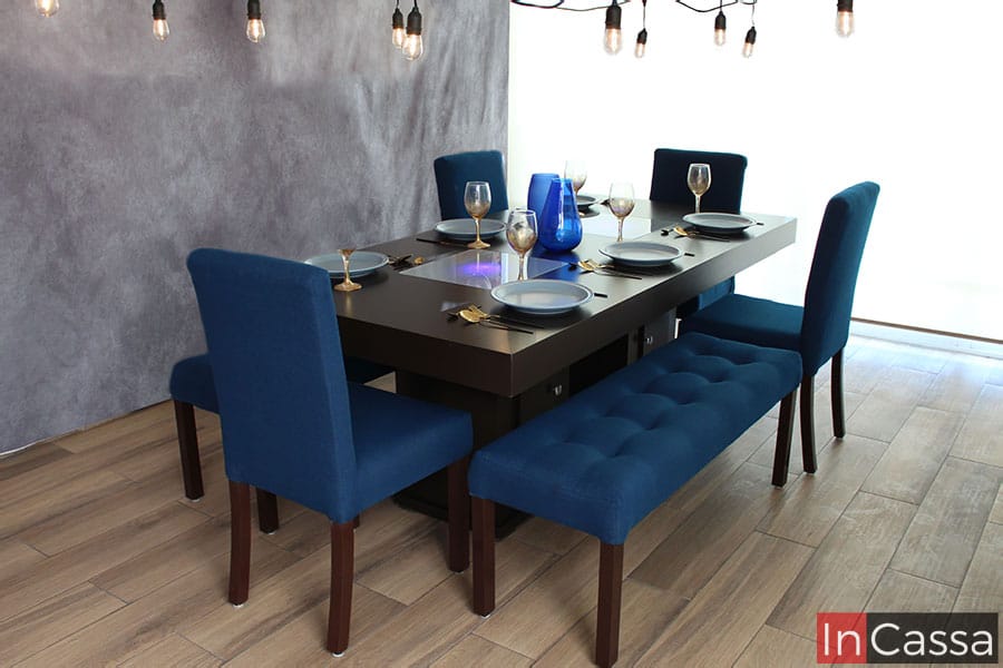 Comedor moderno con bancas y sillas Modelo CHAD