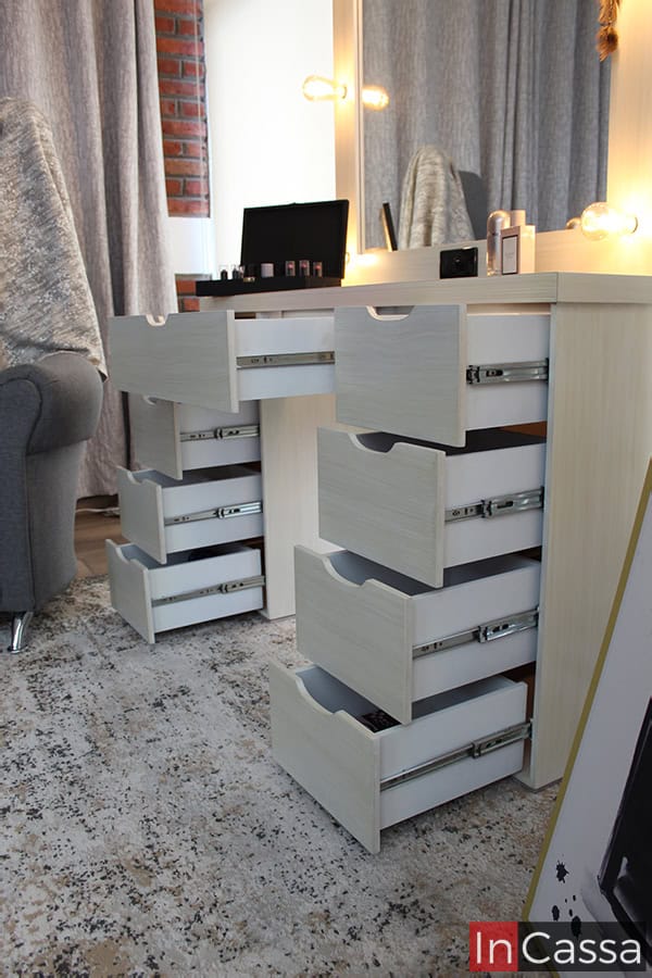 InCassa Muebles Edomex mueblería CDMX Tocador de 8 focos Vintage con luz Vanity Modelo EMIRATOS 4
