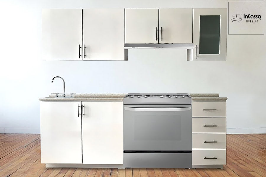 InCassa Muebles Edomex mueblería CDMX Cocina integral ESCOCIA 2.20m diseñada para ESTUFA 2