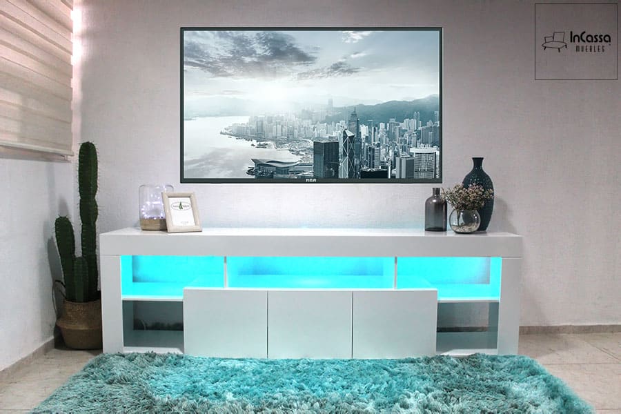 InCassa Muebles Edomex mueblería CDMX Centro de Entretenimiento con luces de colores Modelo GINZA 1