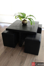 InCassa Muebles Edomex mueblería CDMX Mesa de Centro con 4 Taburetes Modelo JALA 1