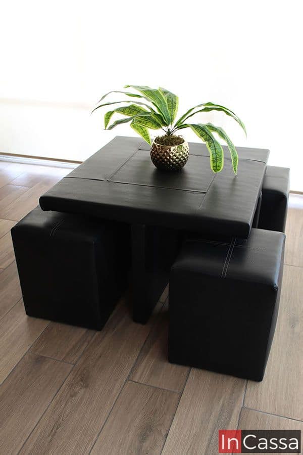 InCassa Muebles Edomex mueblería CDMX Mesa de Centro con 4 Taburetes Modelo JALA 1