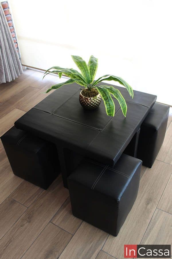 InCassa Muebles Edomex mueblería CDMX Mesa de Centro con 4 Taburetes Modelo JALA 2