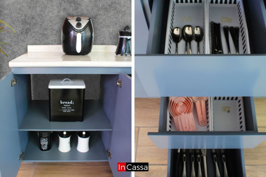 Cocina Integral en ESCUADRA KIEV 2.70m x 1.95m diseñada para ESTUFA