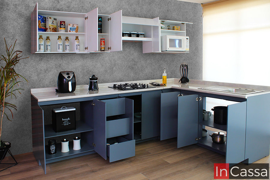 Cocina Integral en ESCUADRA KIEV 2.70m x 1.95m diseñada para PARRILLA