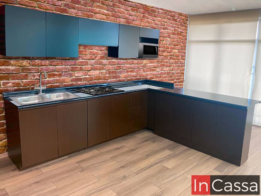 Cocina Integral en ESCUADRA LAOS 3m x 2.40m diseñada para PARRILLA