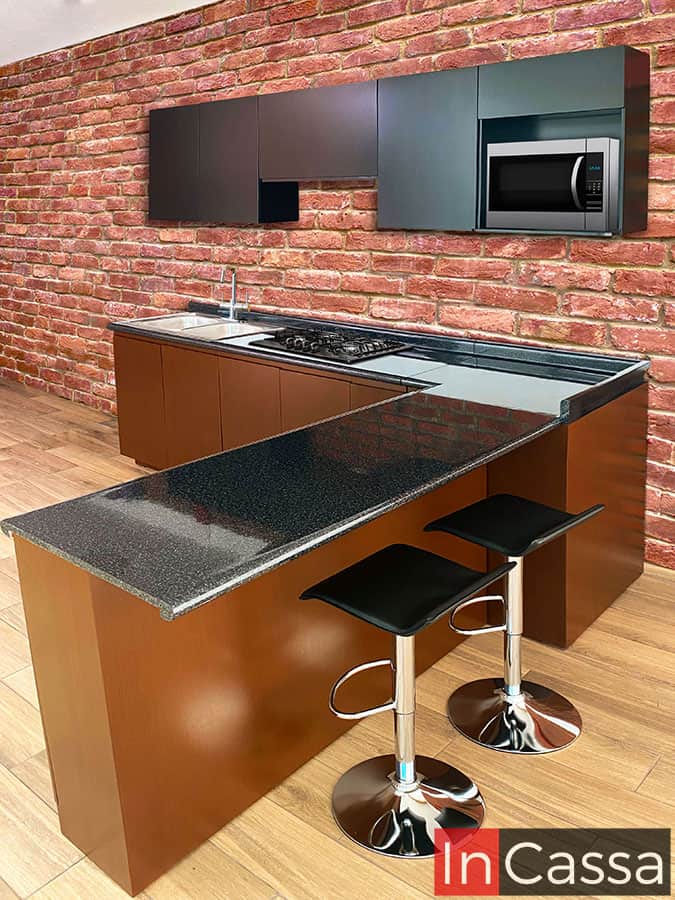 Cocina Integral en ESCUADRA LAOS 3m x 2.40m diseñada para PARRILLA