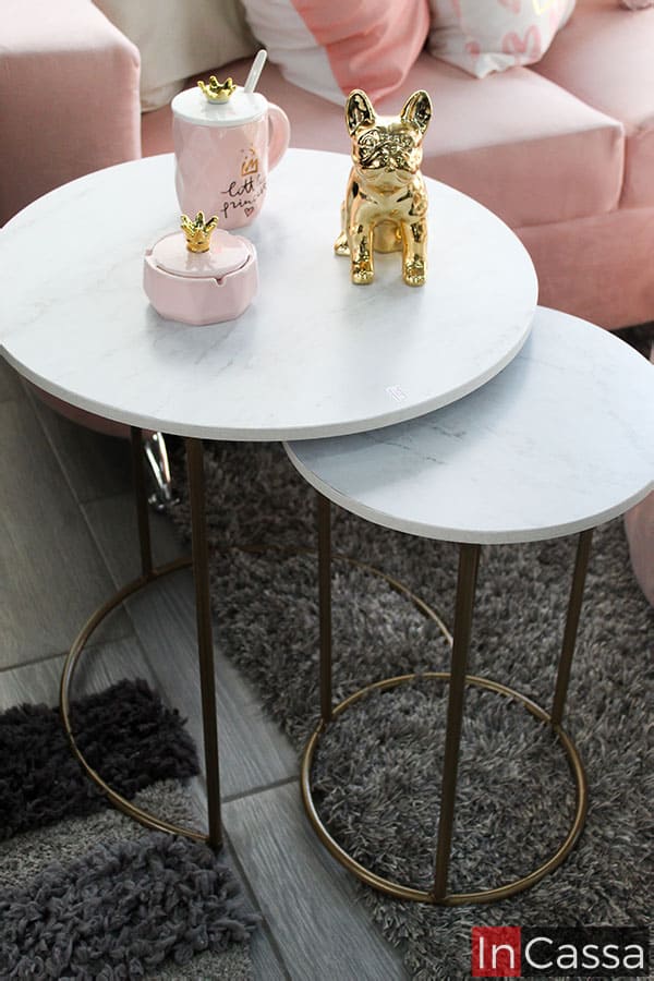 InCassa Muebles Edomex mueblería CDMX Set de 2 mesas de centro Nórdicas mármol blanco 1