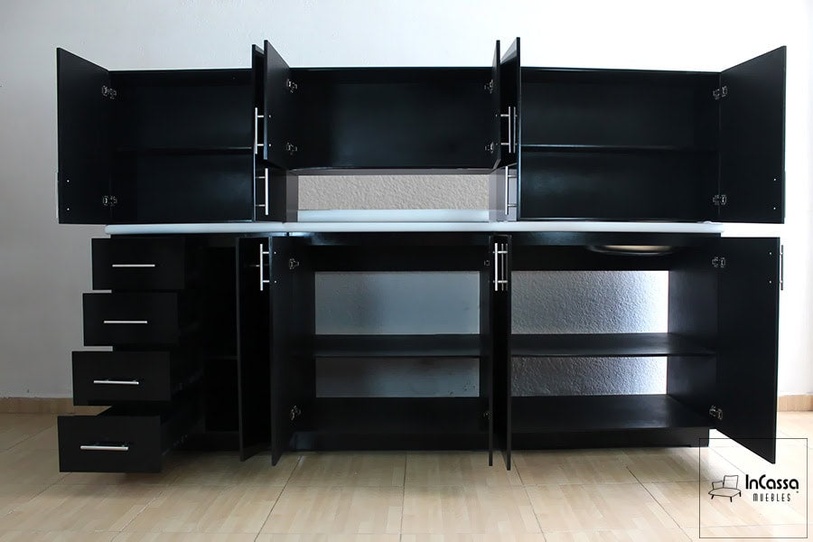 InCassa Muebles Edomex mueblería CDMX Cocina integral OPORTO 2.40m diseñada para PARRILLA 2