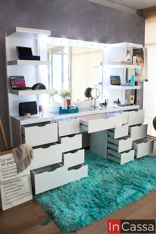 Tocador Vanity con Torres y 9 focos Modelo PALMIRA