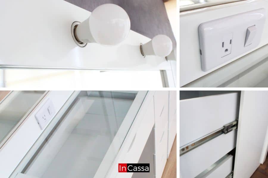 Tocador Vanity con Torres y 9 focos Modelo PALMIRA