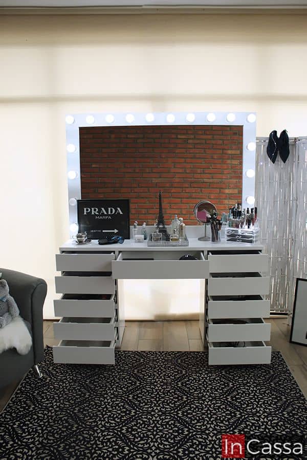 InCassa Muebles Edomex mueblería CDMX Tocador JUMBO con 18 focos Modelo PARÍS 1