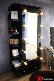 Zapatera Tocador vintage con Espejo de luz vanity Modelo PAVIA