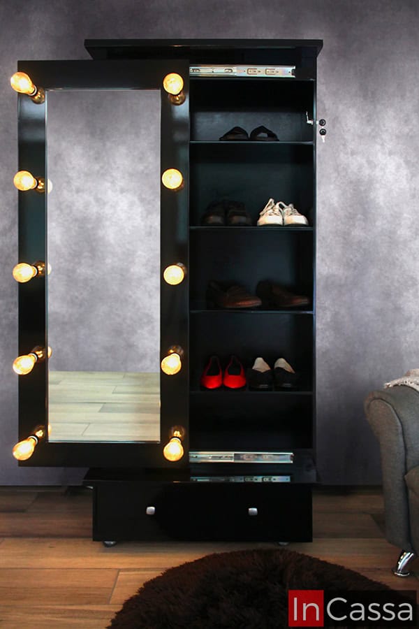 Zapatera Tocador vintage con Espejo de luz vanity Modelo PAVIA