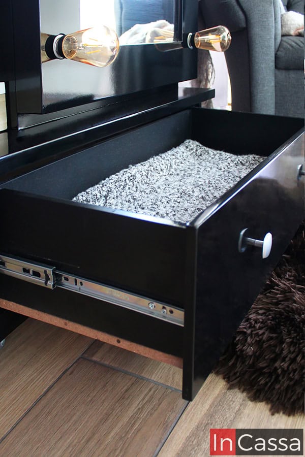 Zapatera Tocador vintage con Espejo de luz vanity Modelo PAVIA