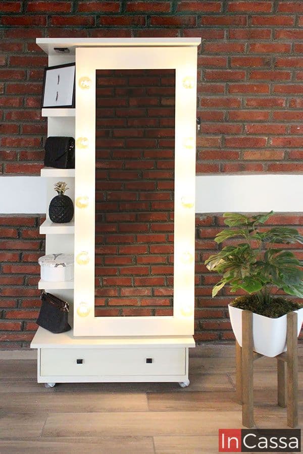 InCassa Muebles Edomex mueblería CDMX Zapatera Tocador vintage con Espejo de luz vanity Modelo PAVIA 2