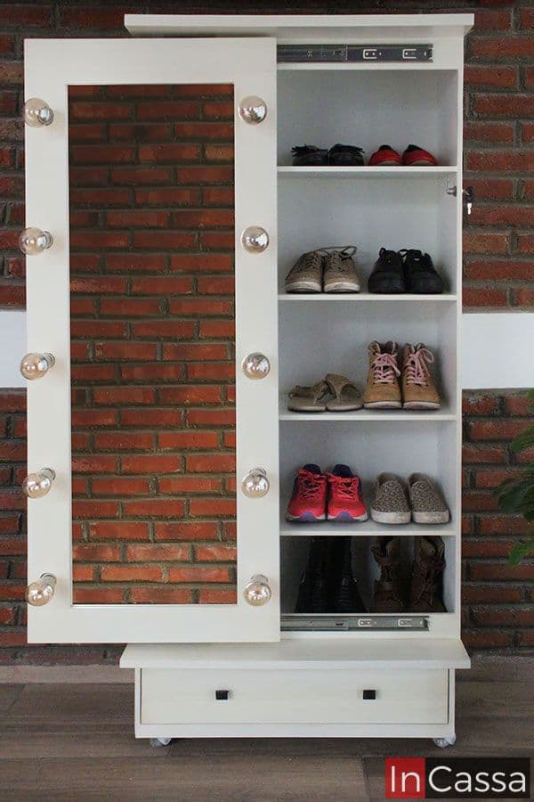 InCassa Muebles Edomex mueblería CDMX Zapatera Tocador vintage con Espejo de luz vanity Modelo PAVIA 5