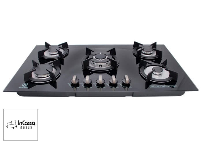 Con un diseño elegante y moderno, esta parrilla empotrable de gas, fabricada con vidrio templado negro, cuenta con 5 quemadores de alta eficiencia y perillas ergonómicas que facilitan el control.