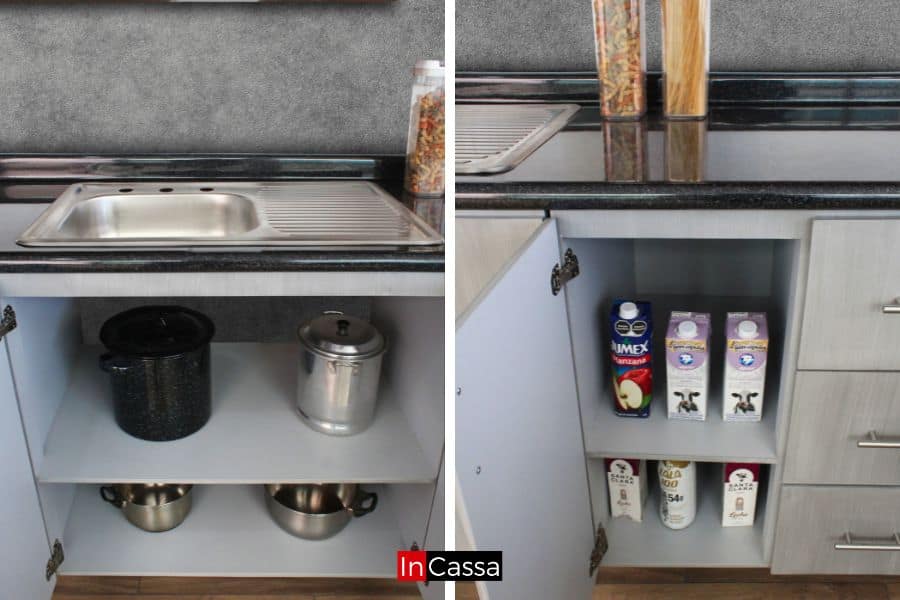 Cocina Integral en ESCUADRA SONORA 3.65m x 2.60m para PARRILLA