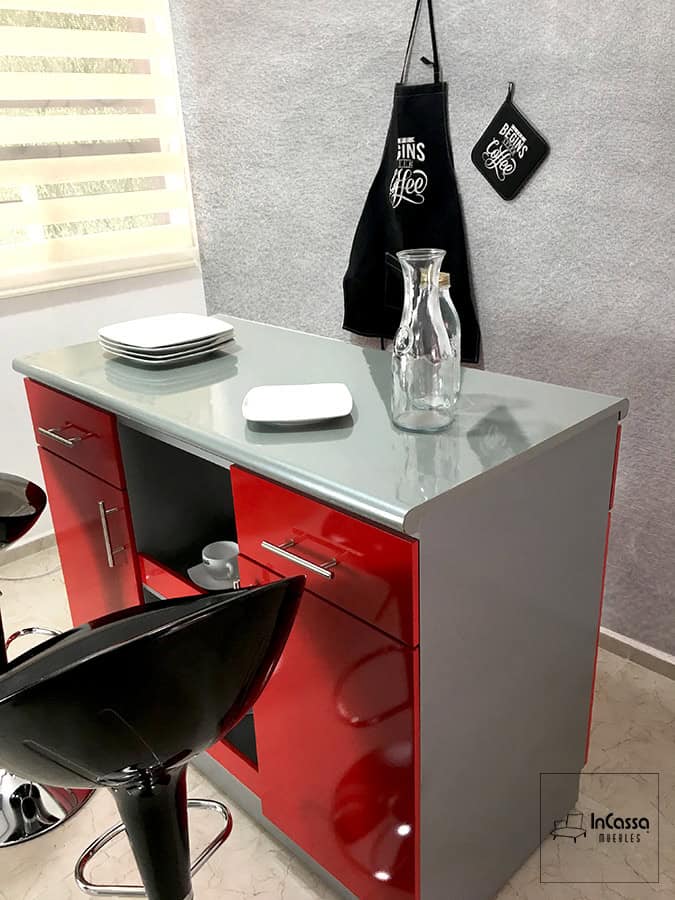 InCassa Muebles Edomex mueblería CDMX Isla Minimalista para Cocina con Banco Sorrento Glover 3
