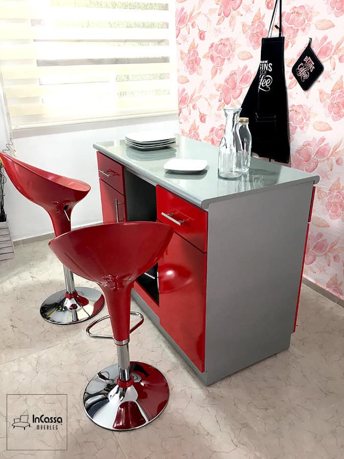 InCassa Muebles Edomex mueblería CDMX Isla Minimalista para Cocina con Banco Sorrento Glover 6