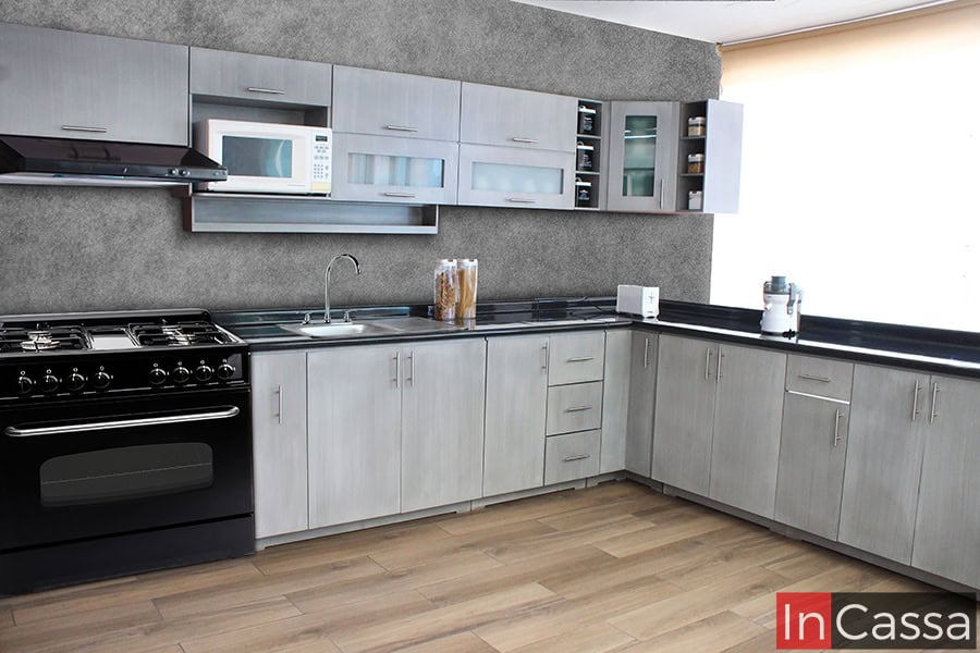 Cocina Integral en ESCUADRA TAILANDIA 3.70m x 2.60m para ESTUFA