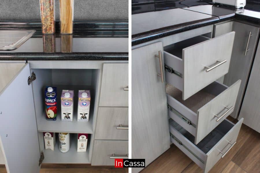 Cocina Integral en ESCUADRA TAILANDIA 3.70m x 2.60m para ESTUFA