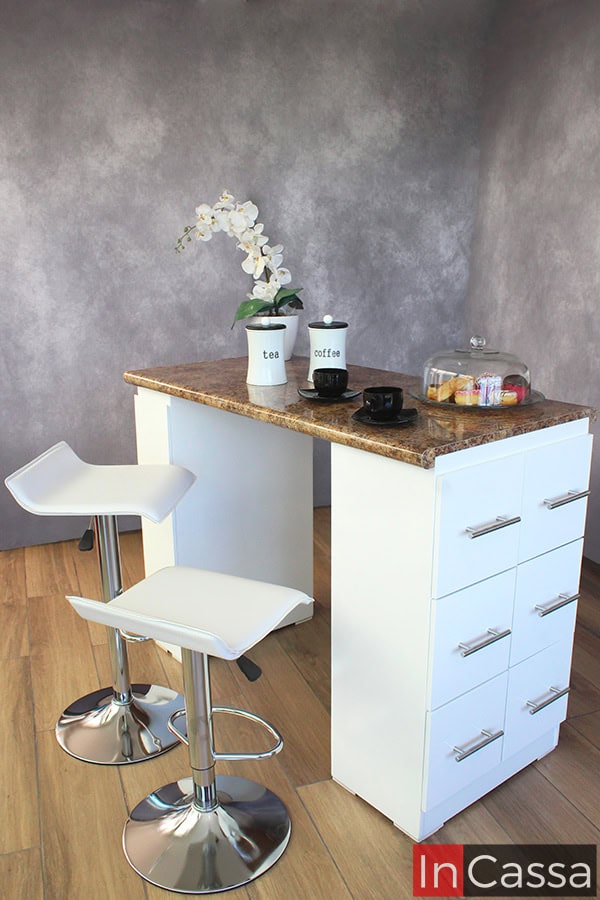 Isla Minimalista para Cocina con Bancos Modelo VILNA Urbino