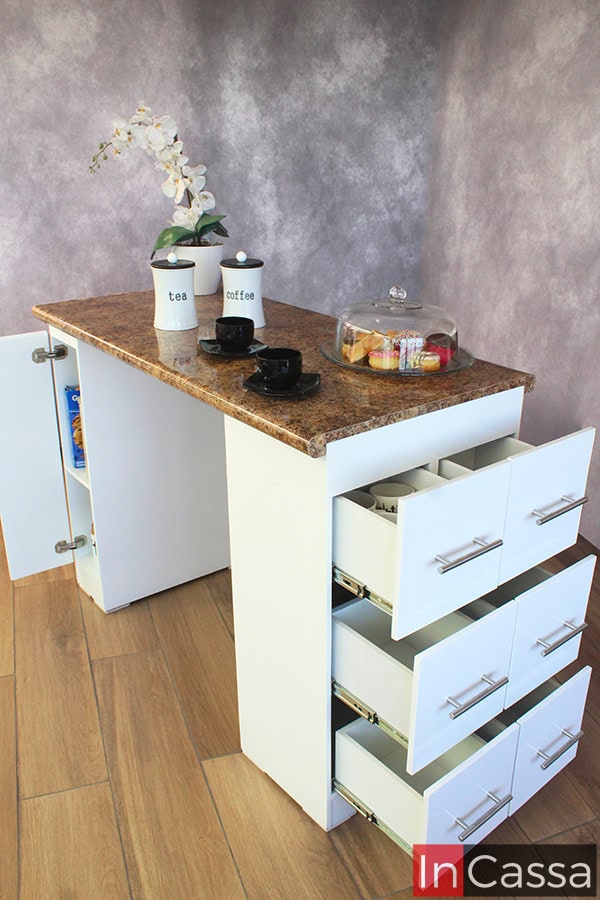 Isla Minimalista para Cocina con Bancos Modelo VILNA Urbino