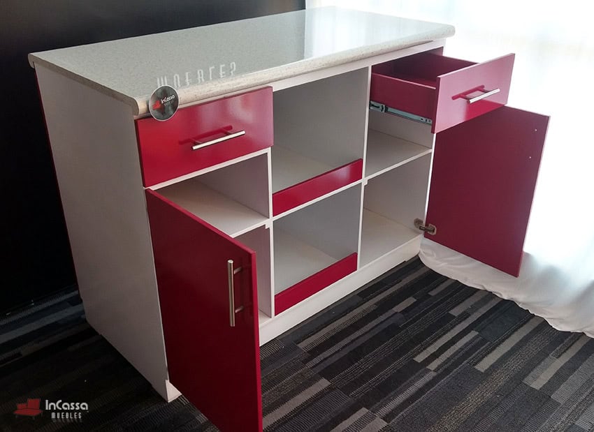 InCassa Muebles Edomex mueblería CDMX Isla Minimalista para Cocina con Bancos Modelo SORRENTO Urbino 4