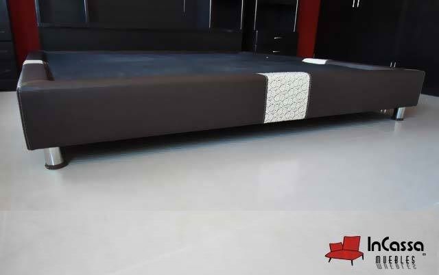base de cama minimalista tapizado moderno café chocolate - InCassa Muebles