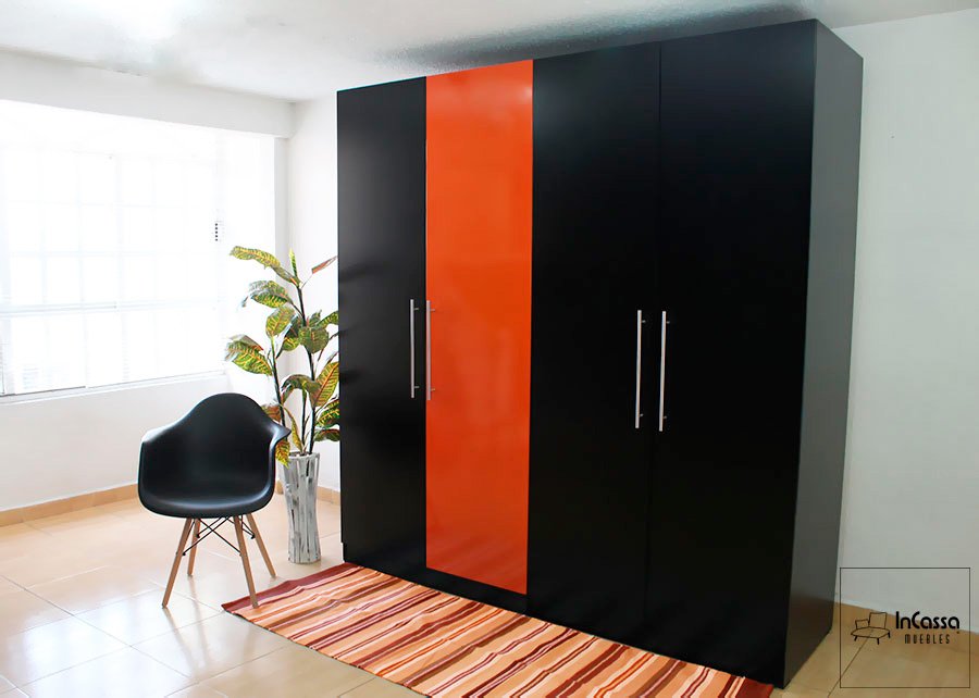 clóset minimalista modular chocolate y naranja -  InCassa Muebles