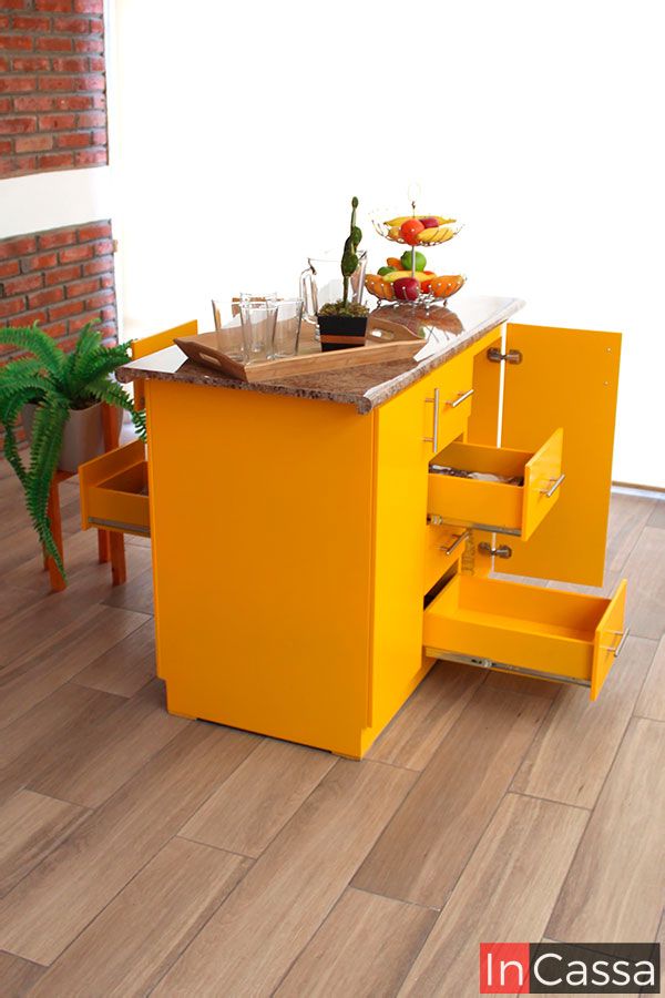 Isla para cocina moderna amarillo - InCassa Muebles