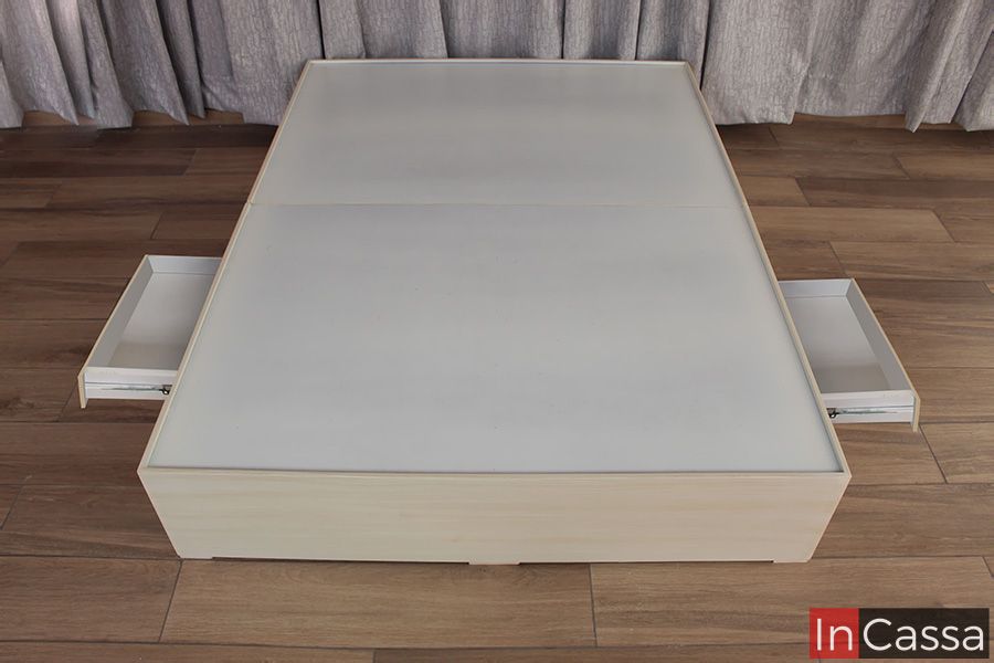 base de cama moderna con cajones paja natural - InCassa Muebles                                
