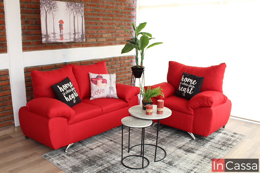 sala moderna 2 piezas roja - InCassa Muebles