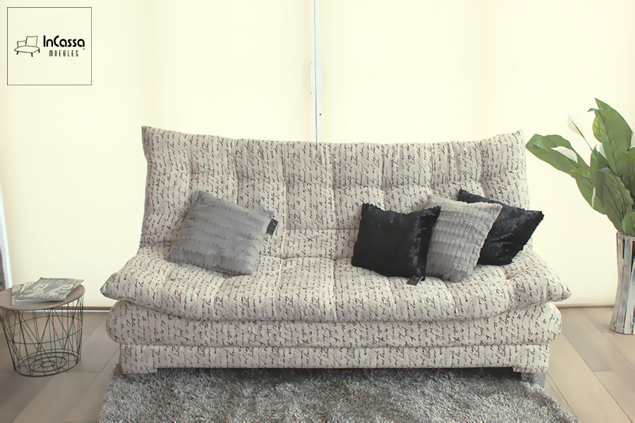 sofá cama futon moderno tapizado beige moderno - InCassa Muebles