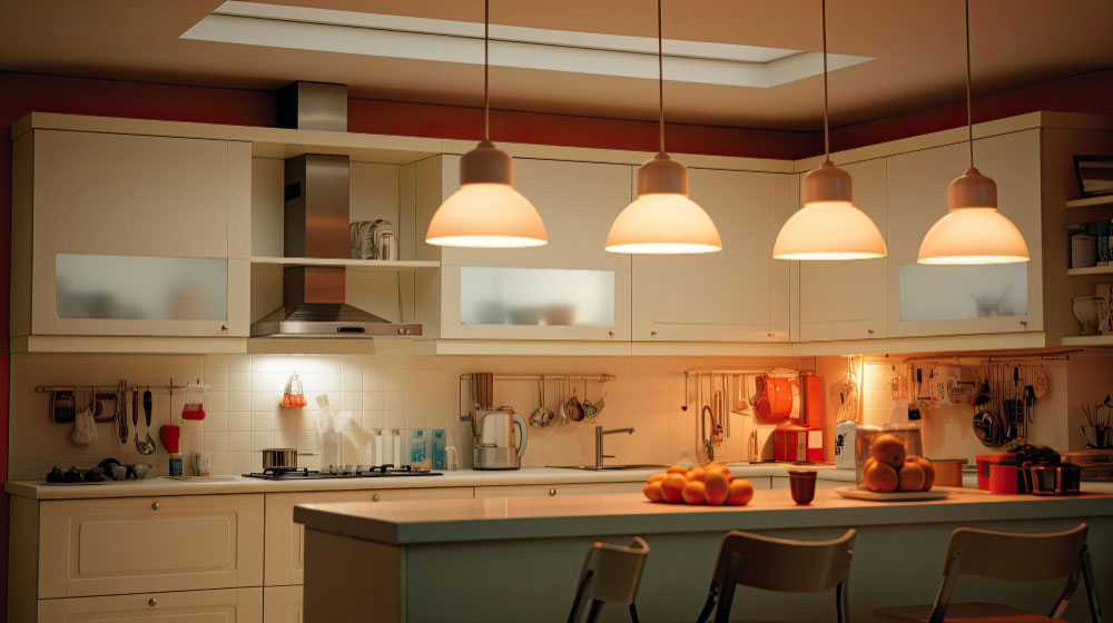 Cozinha moderna com iluminação sob os armários