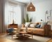 Sala con sofá y sillón con tapices en tonos naturales, los cuales complementan de manera perfecta la estancia con piso y muebles de madera natural.
